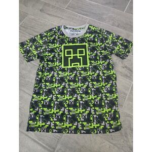 Minecraft Boys XL Creeper TNT All Over Print Performance Graphic T-Shirt‎ Green